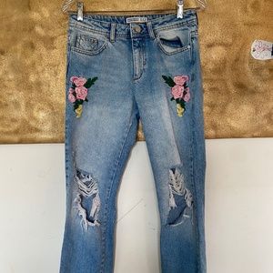 Zara Flower Embroidery Jeans